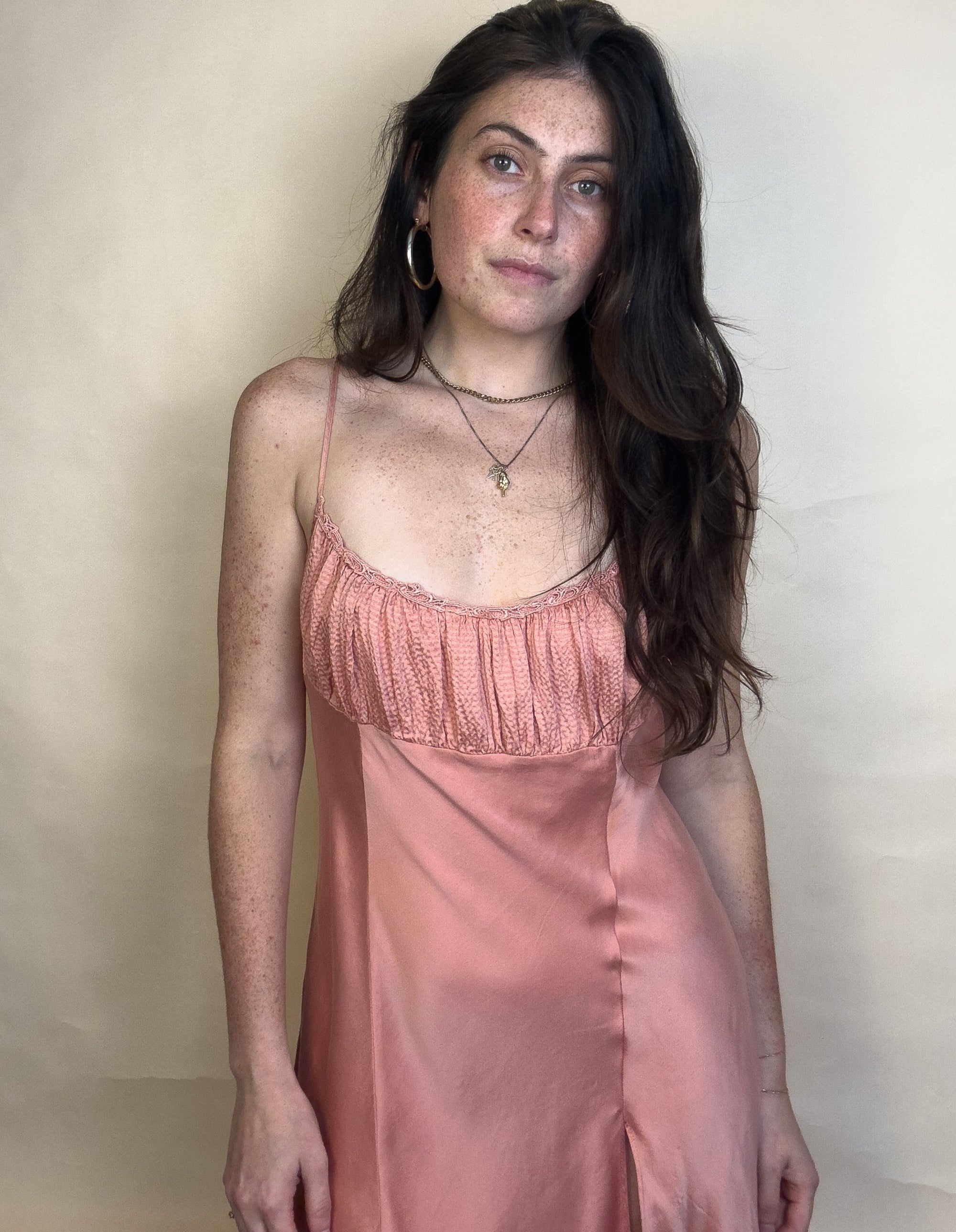 1980S VICTORIA'S SECRET GOLD LABEL DUSTY ROSE SLIP DRESS