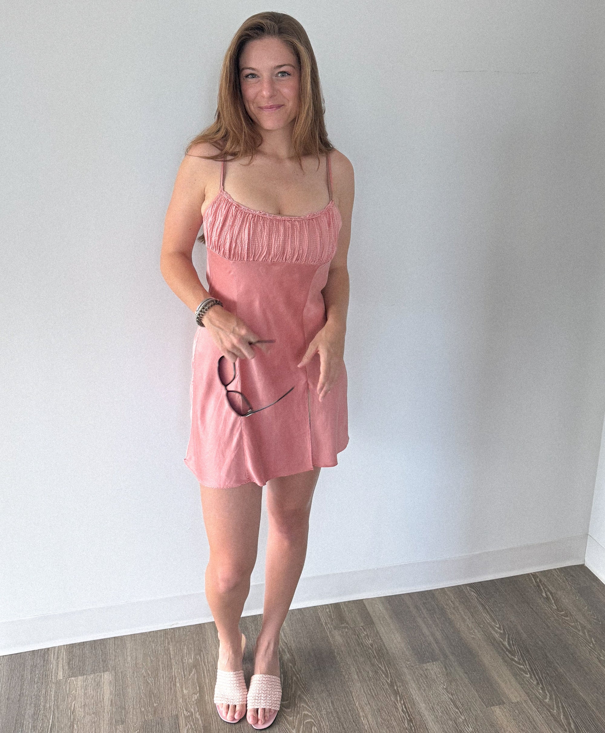 1980S VICTORIA'S SECRET GOLD LABEL DUSTY ROSE SLIP DRESS