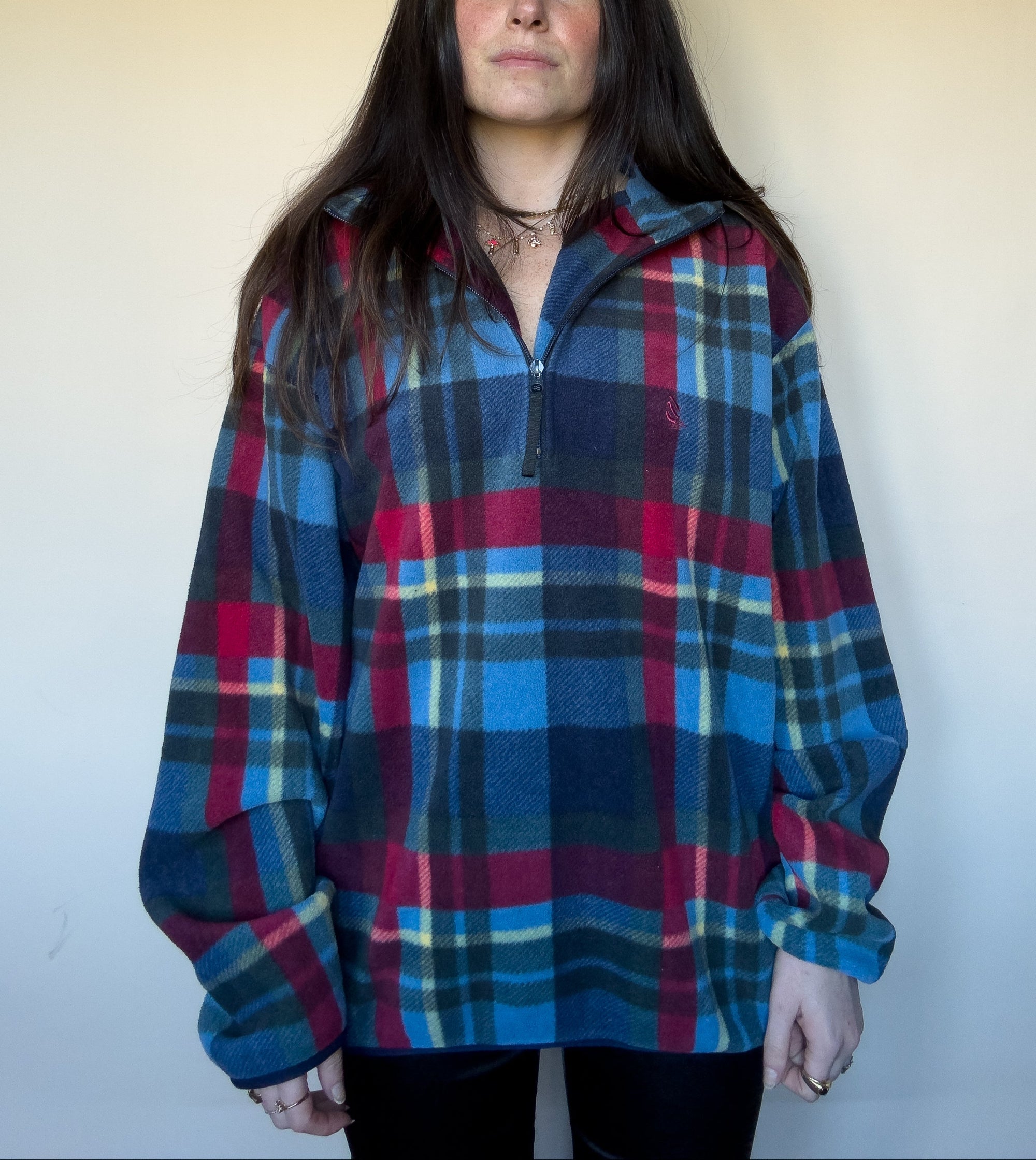 2000S NAUTICA PLAID FLEECE PULLOVER