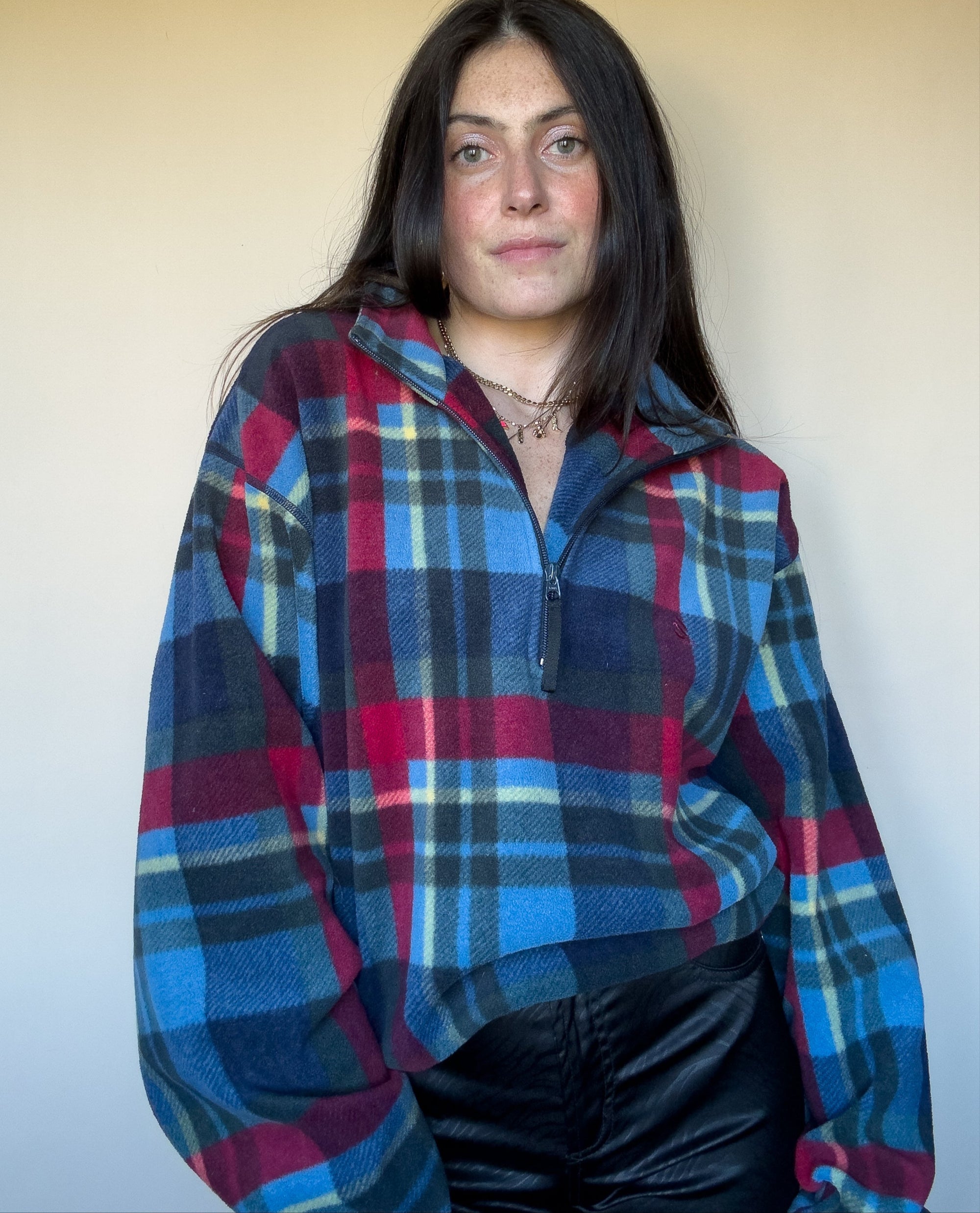 2000S NAUTICA PLAID FLEECE PULLOVER