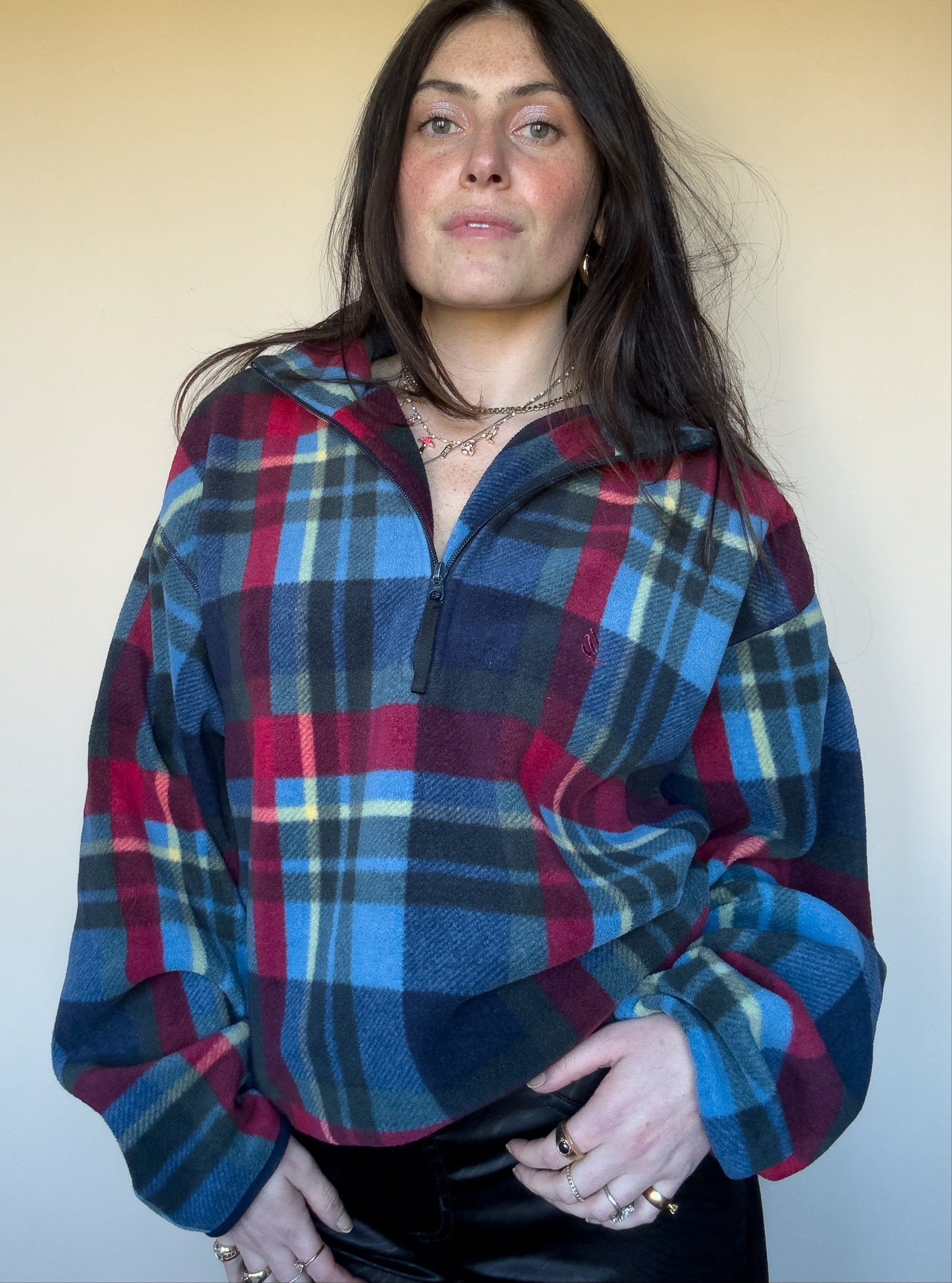 2000S NAUTICA PLAID FLEECE PULLOVER