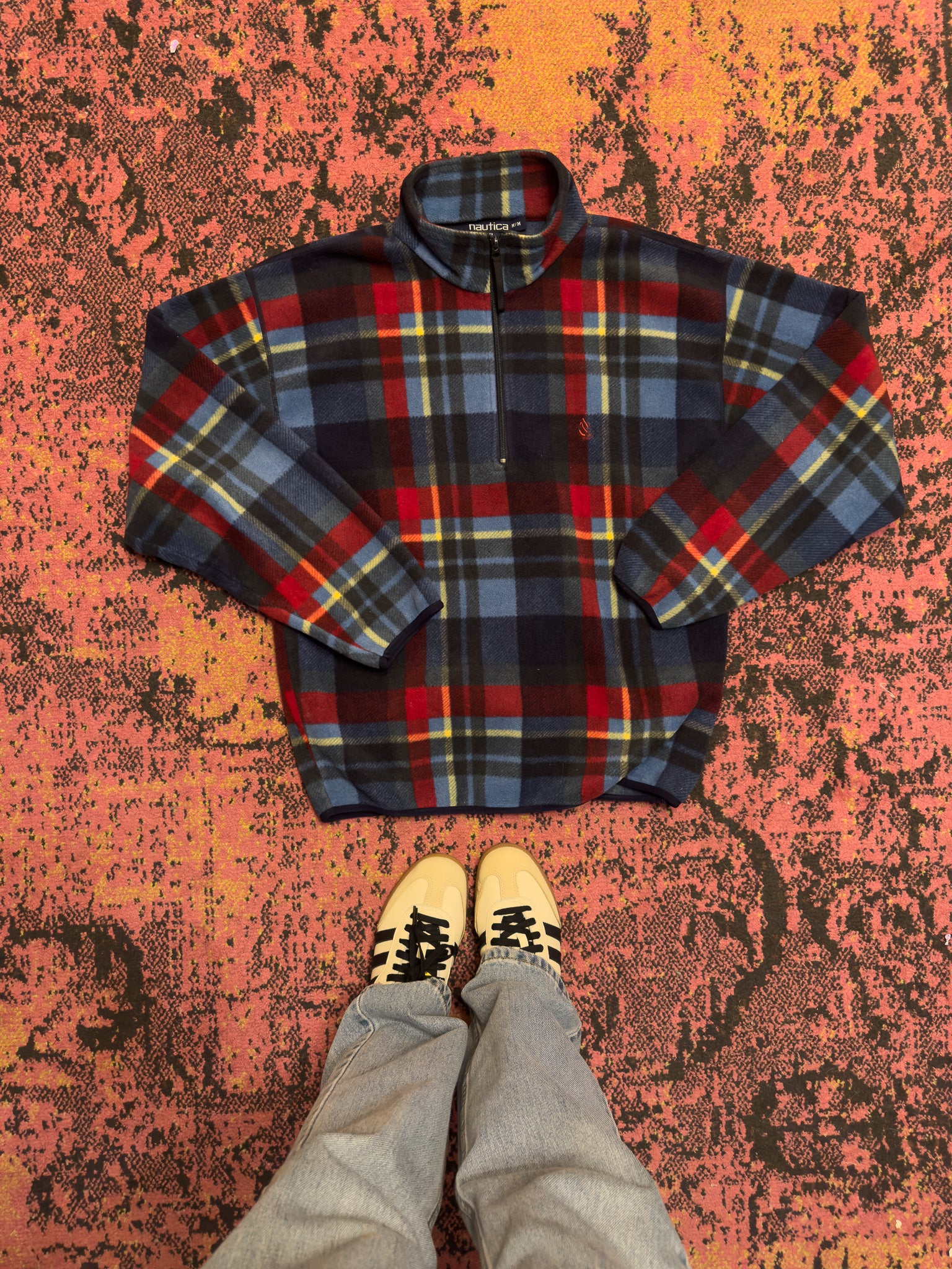 2000S NAUTICA PLAID FLEECE PULLOVER