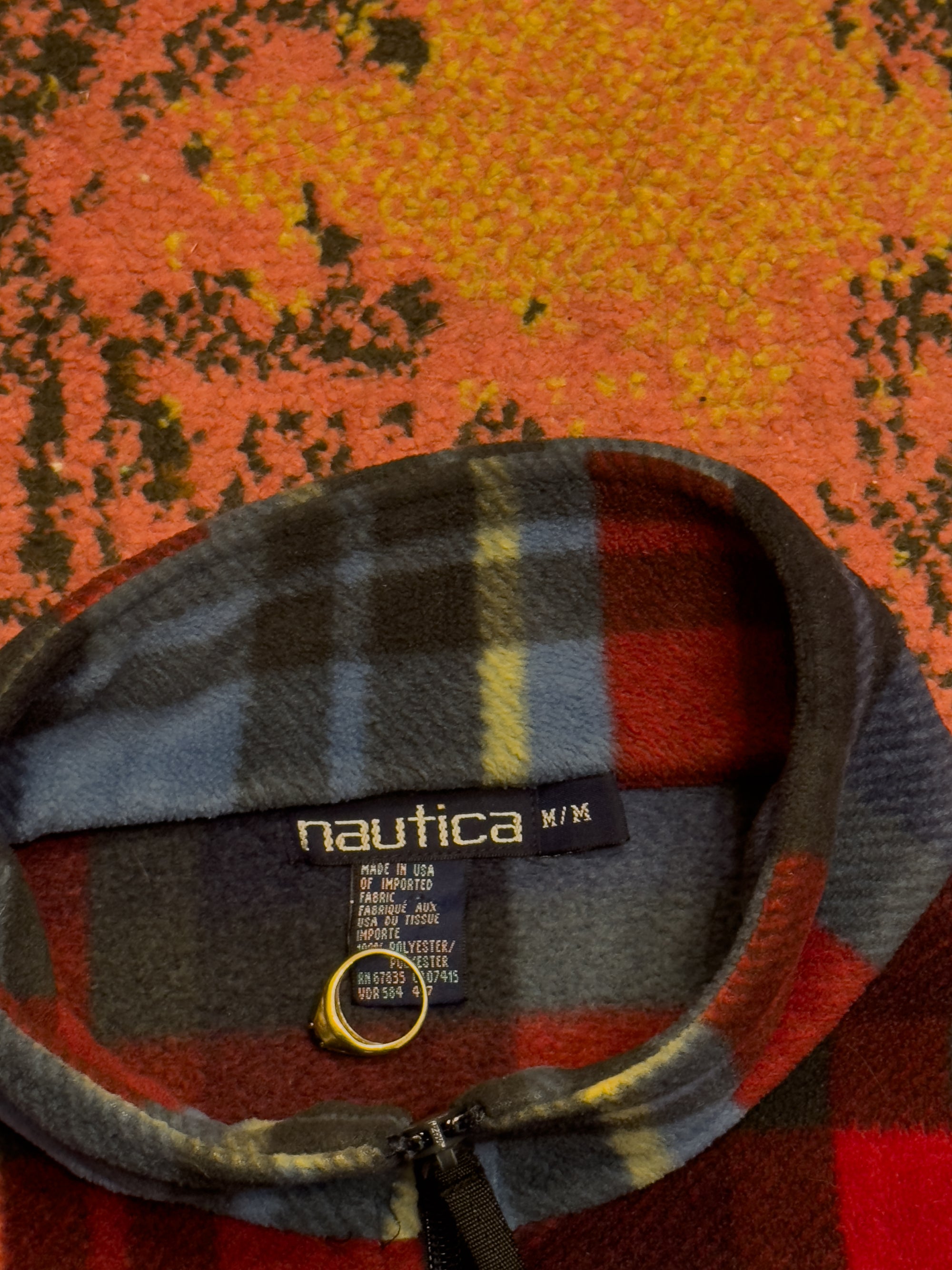 2000S NAUTICA PLAID FLEECE PULLOVER