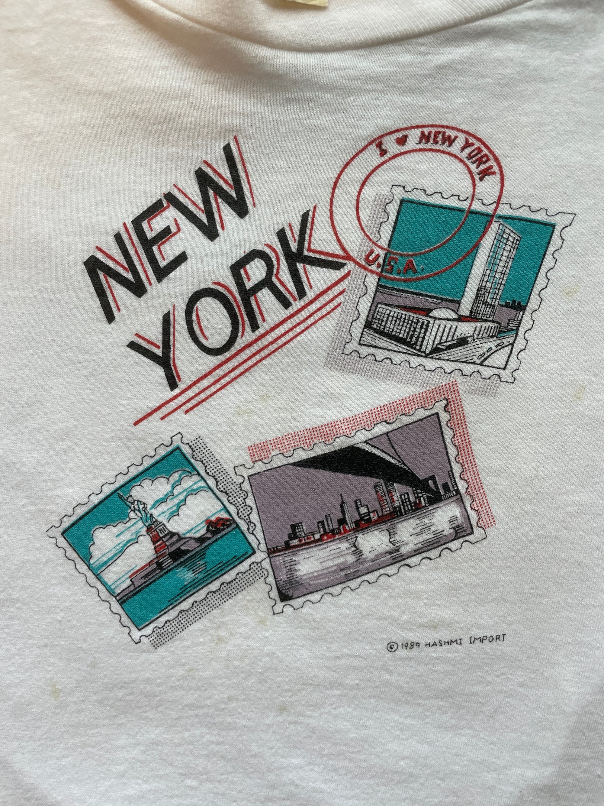 1989 SCREEN STARS NYC STAMPS BABY TEE