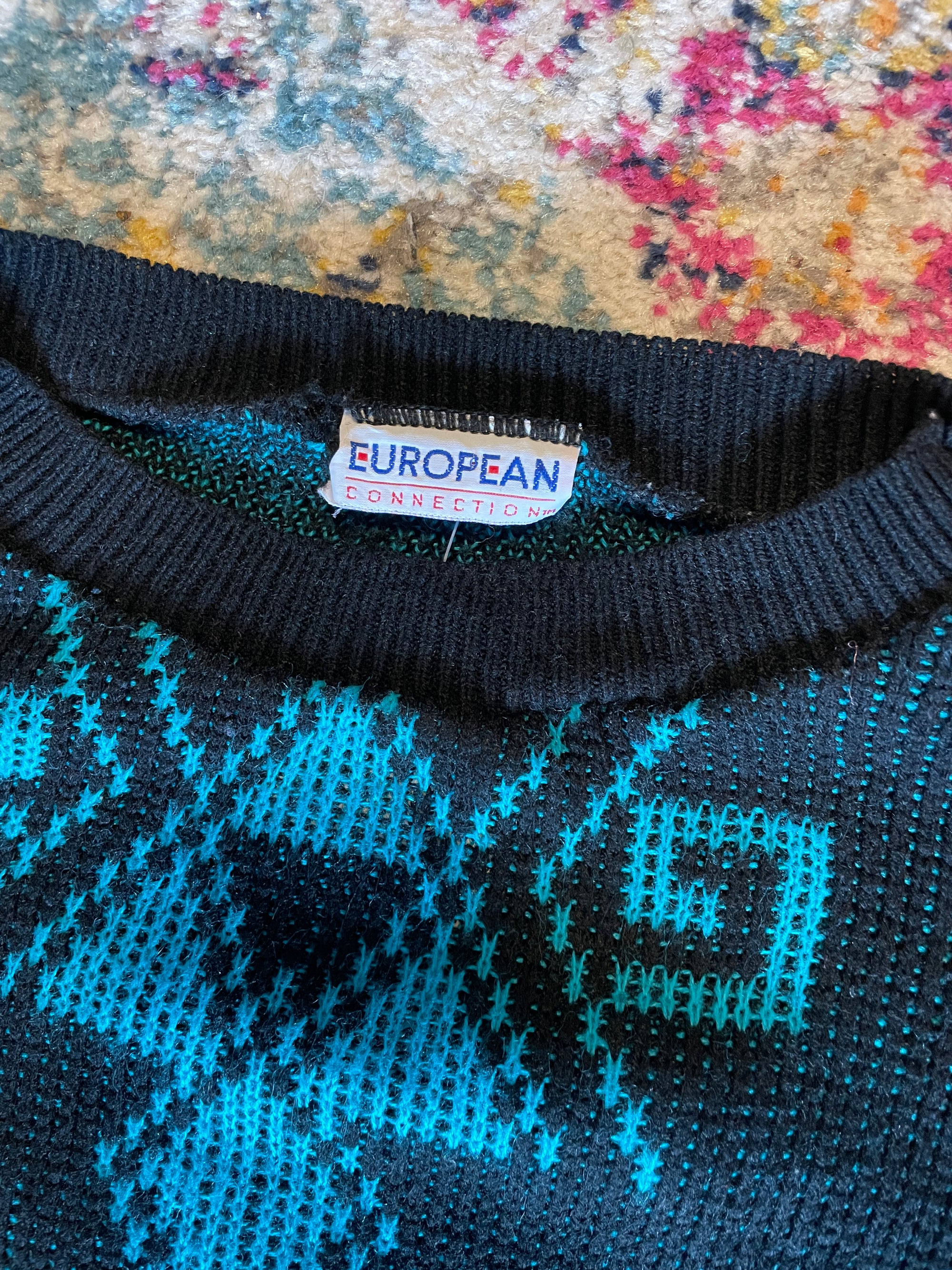 1980S EUROPEAN CONNECTION MIDNIGHT TURQUOISE SWEATER