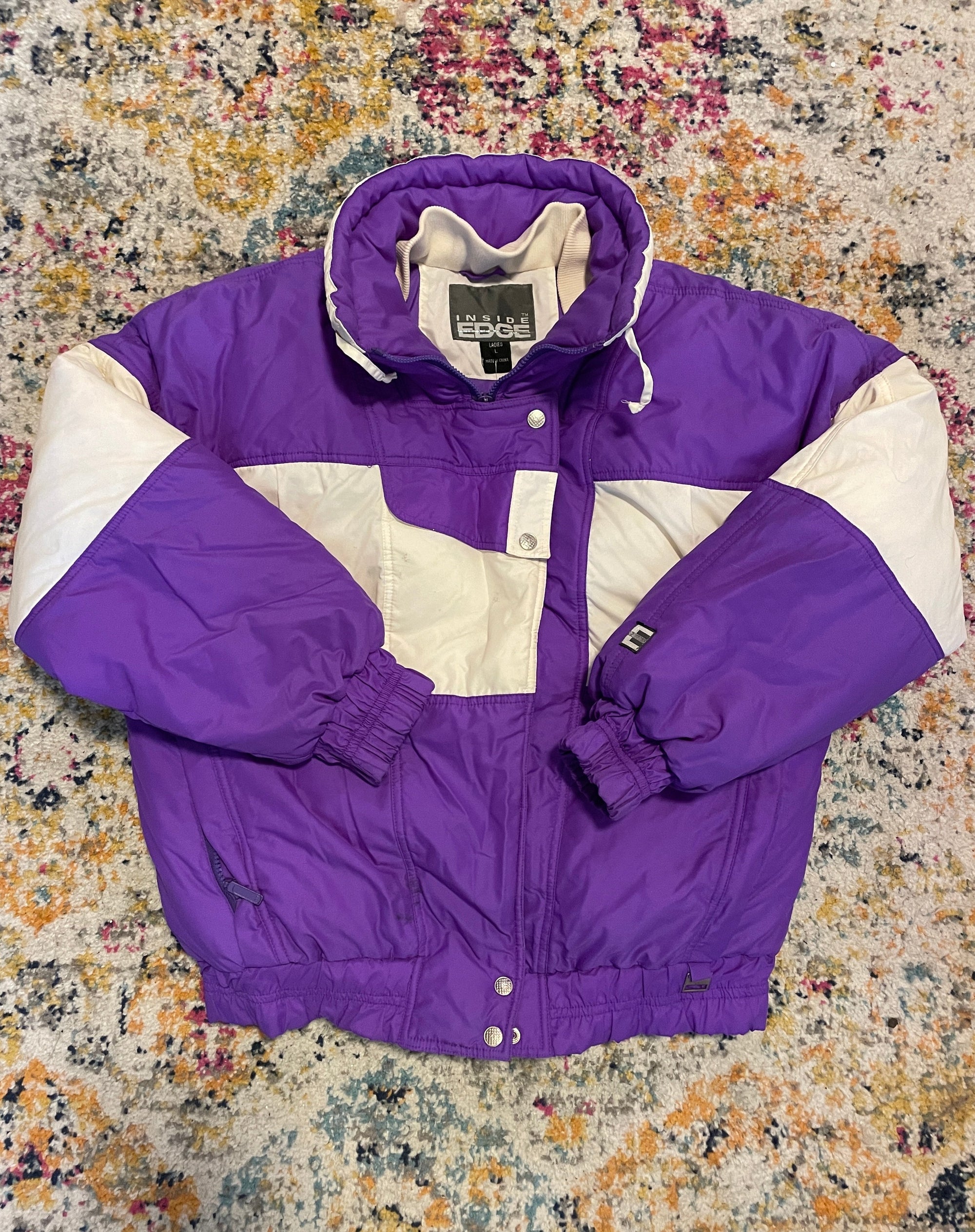 1980S INSIDE EDGE VIOLET & SNOW PUFFER JACKET