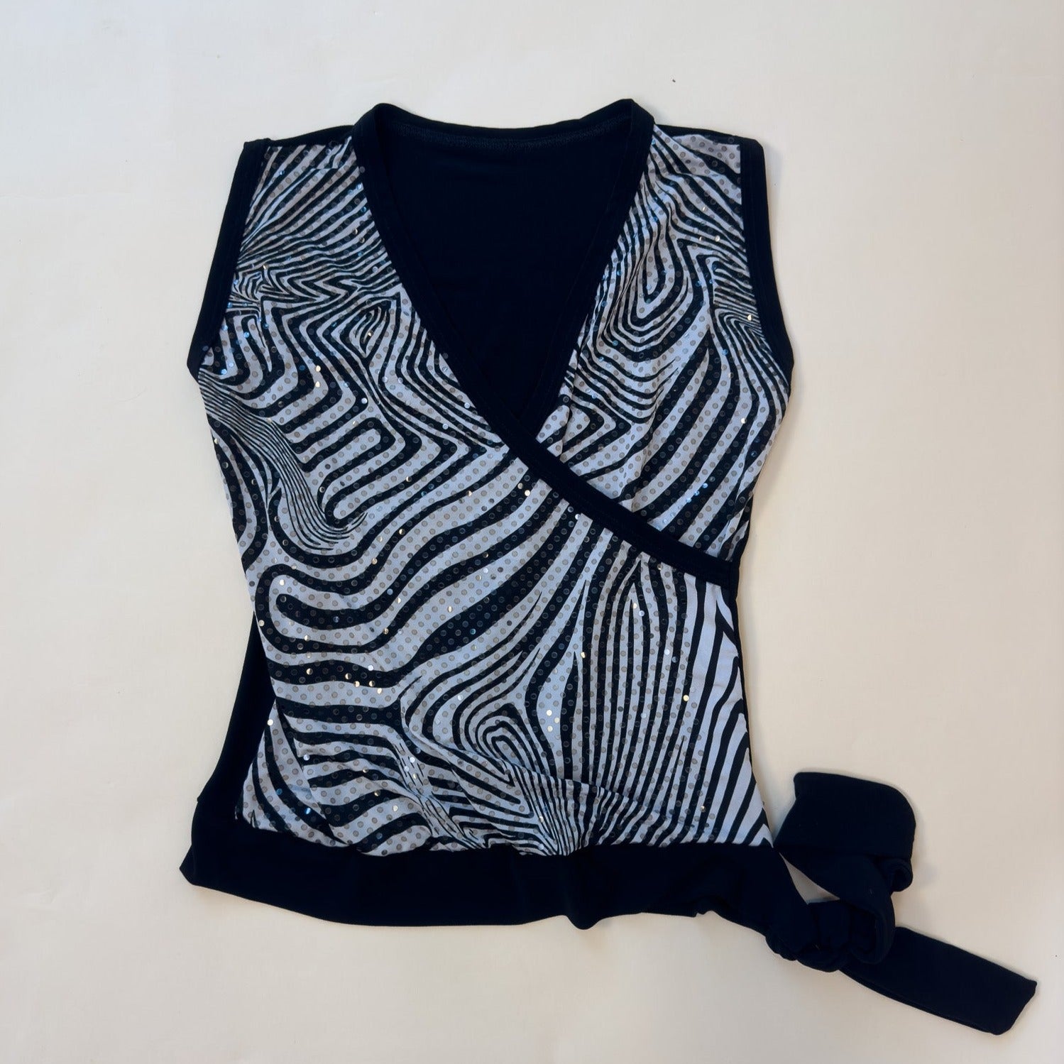 Y2K ZEBRA STRIPE WRAP TOP