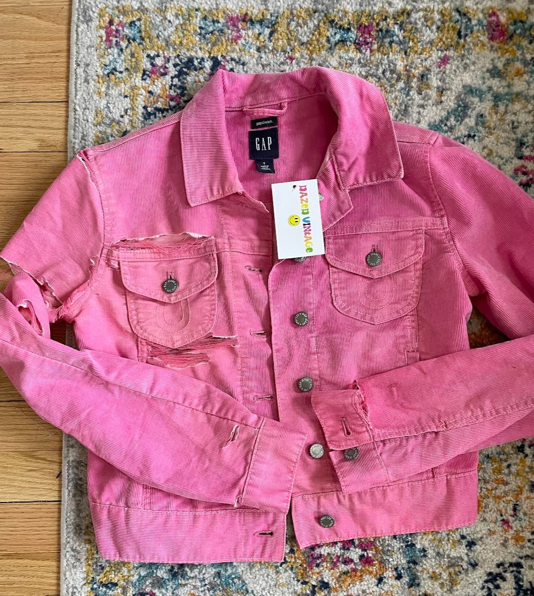 Y2K GAP BUBBLEGUM PINK CORDUROY JACKET