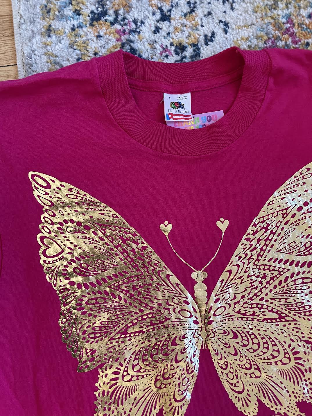 1989 FRUIT OF THE LOOM GOLD BUTTERFLY T-SHIRT