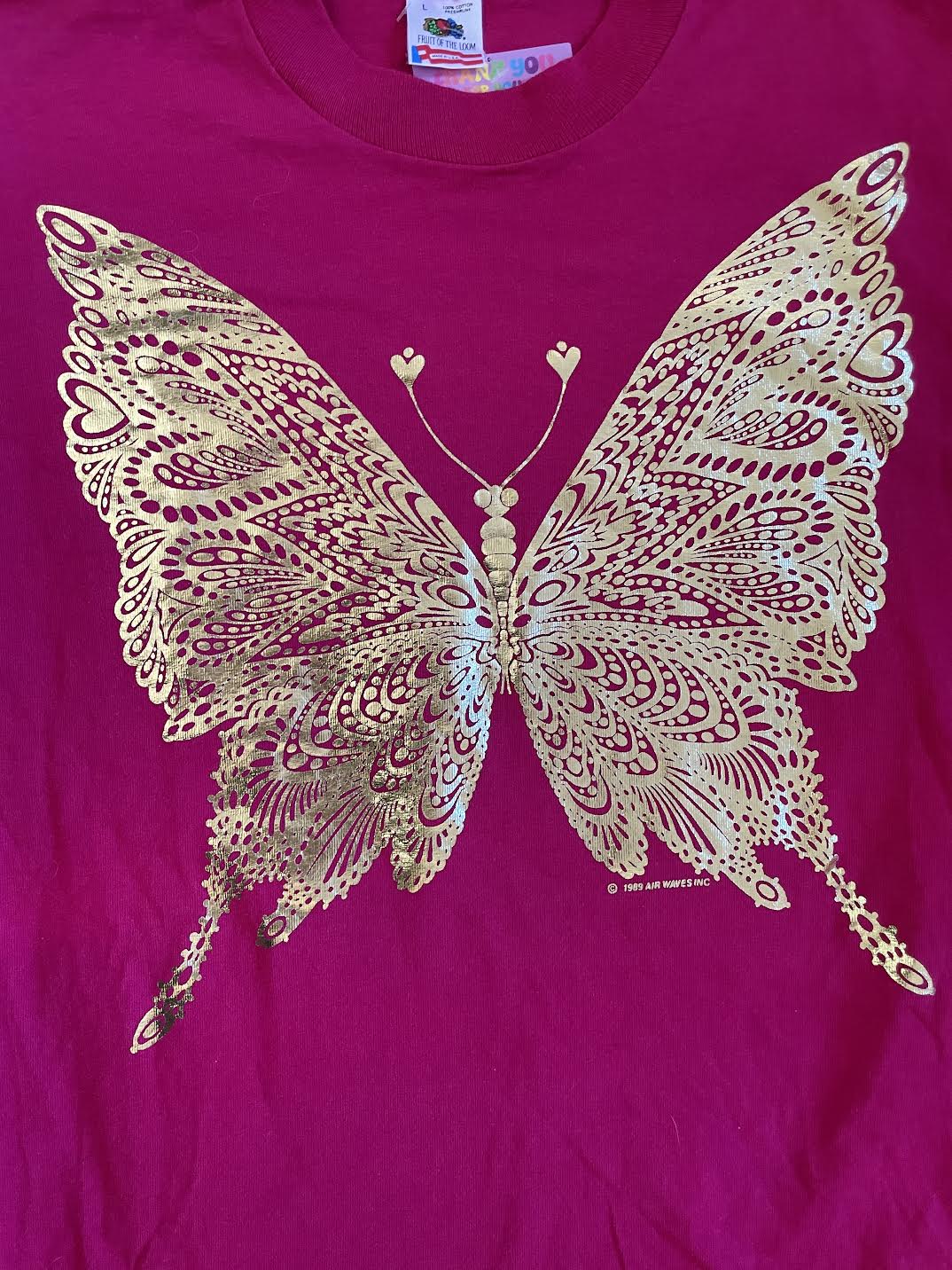 1989 FRUIT OF THE LOOM GOLD BUTTERFLY T-SHIRT