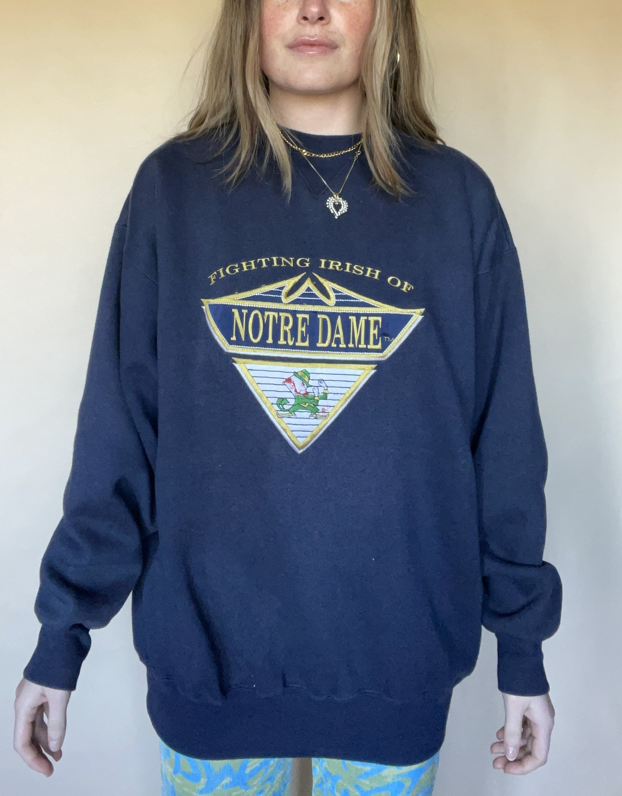 1990S MIDWEST EMBROIDERY NOTRE DAME FIGHTING IRISH CREWNECK