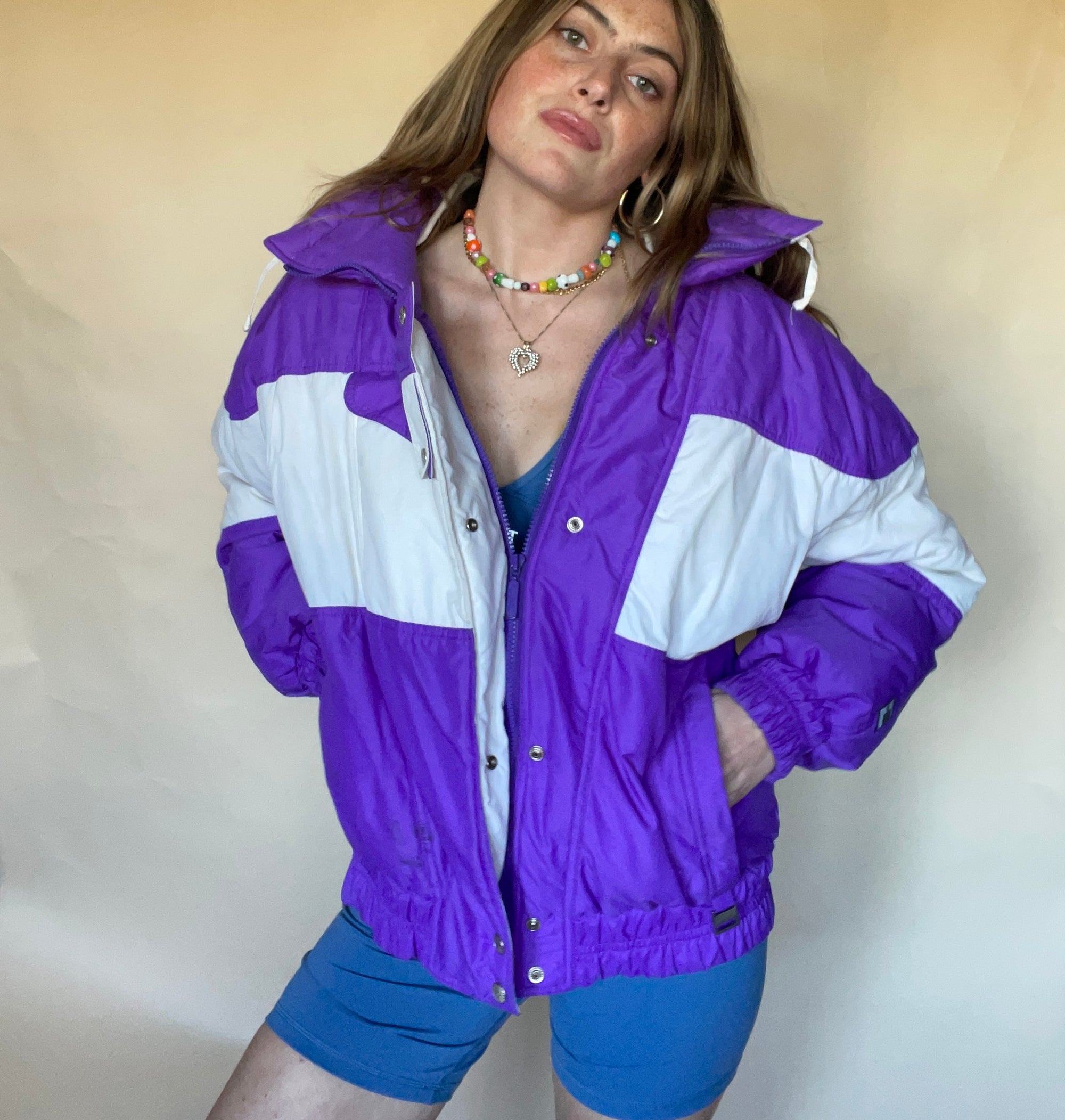 1980S INSIDE EDGE VIOLET & SNOW PUFFER JACKET